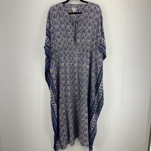 Vtg French Look Wings Women Large Kaftan Lounge Mumu Kimono Colorful Artsy Boho - Picture 1 of 7